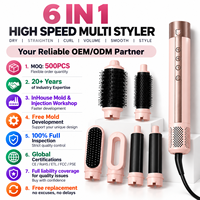 Sèche-cheveux brosse coiffante à air chaud 6-en-1 haute vitesse, bouclage automatique, volume accru, moteur DC sans balais 1300W, prise en charge de la langue française