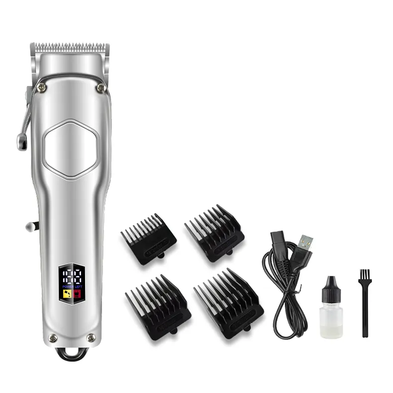 Professional hair clipper lithium-batterie LCD display metall haar schneiden maschine cordless haar trimmer