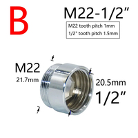 Coupleur de robinet d'eau en laiton argenté 1/2 à M16 M18 M20 M22 M24 M28 raccords de connecteur de filetage pour barboteur cuisine et salle de bain