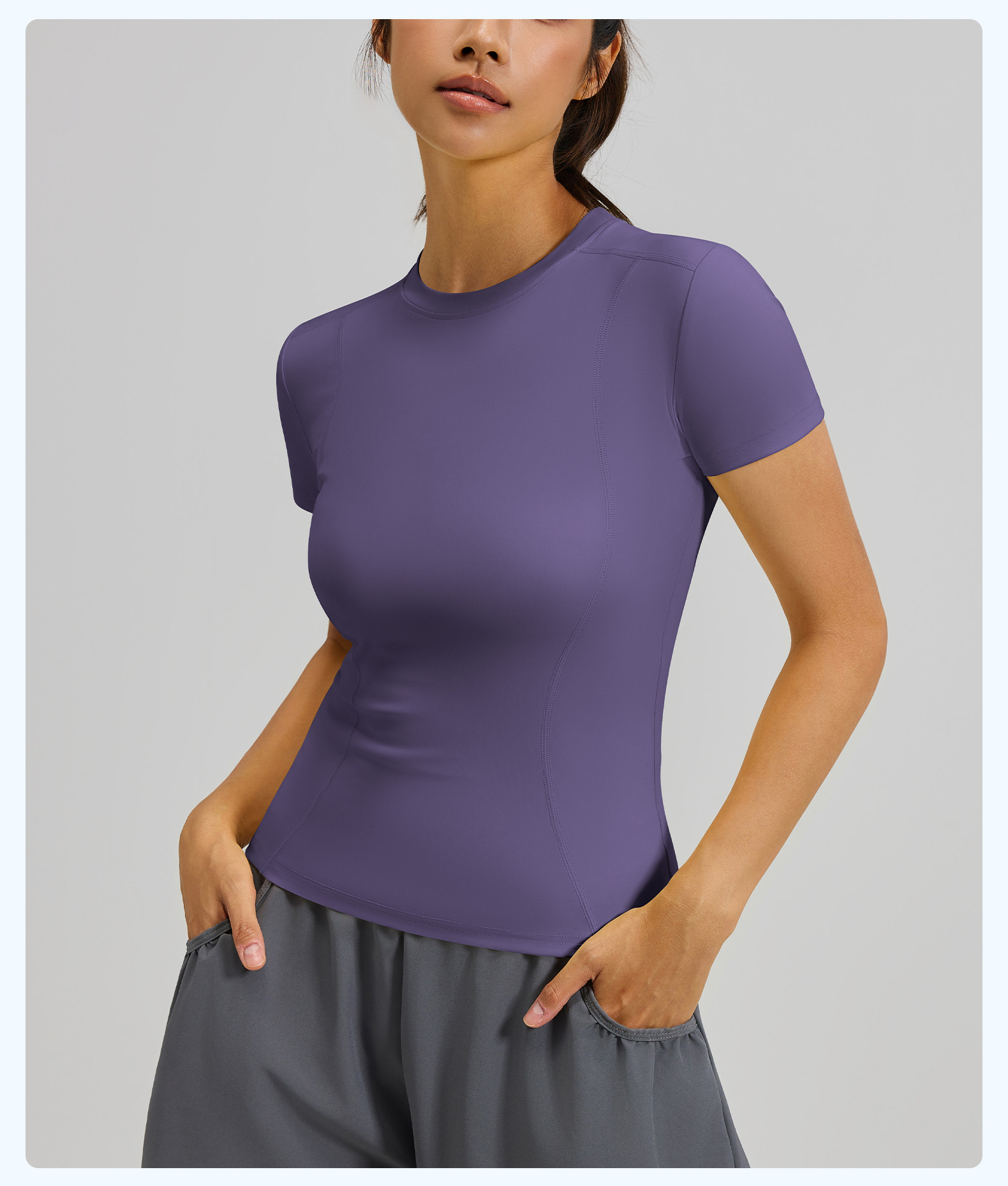 Summer Thin Sports Tight Yoga Suit Short-sleeved Women's Running Fitness Top T-shirt Spandex/Polyester Sweat-Wicking