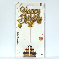 Décoration de gâteau Joyeux Anniversaire en strass dorés, lettres cursive en cristal, fournitures de fête, décorations d'anniversaire - Prix usine