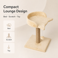 Arbre à gratter pour chat en bois en gros avec colonne en corde de sisal, lit rond pour chat et boule à pompon suspendue pour chats d'intérieur, carton OEM ODM
