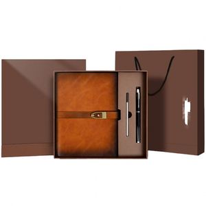 IStapromo Genuine Leather A5 Diary Journal <b>Notebook</b> Gift Box <b>Set</b> with Pen Custom Logo for Thanksgiving - Product Image 1