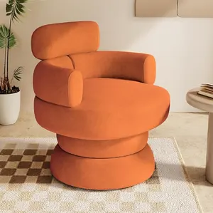 Chaise ronde en velours avec dossier sectionnel, chaises de canapé simples à câlins surdimensionnés pour salle d'attente de salon