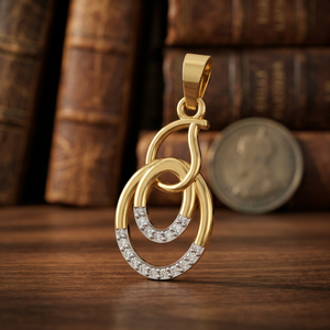 Colgante de Círculos Entrelazados de Diamantes, Chapado en Oro, Certificado IGI, Diseño de Doble Aro, para Mujer, Boda, Fiesta, Lujo - Product Image 1