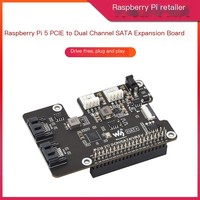 Carte d'extension PCIe vers double SATA pour Raspberry Pi 5, adaptateur de disque dur SATA pour Raspberry Pi 5, sans pilote