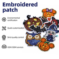 Patch brodé personnalisé à sequins pour Halloween, thermocollant, motifs citrouille, chauve-souris, sorcière, hibou, pour vestes, sweats à capuche, chapeaux, sacs, vêtements, OEM ODM