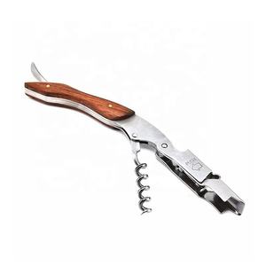 HUAJU INDUSTRIAL Ouvre-bouteille <span class=keywords><strong>Laguiole</strong></span> multifonctionnel en acier inoxydable <span class=keywords><strong>Tire</strong></span>-bouchon à manche en bois avec coupe-feuille Ouvre-bouteille - Product Image 6