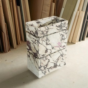 ויולה שיש קלקאטה מודרנית ויולה שיש עם ארון אלון ומגירות גדולות עבור חדר אמבטיה עכשווי - Product Image 2