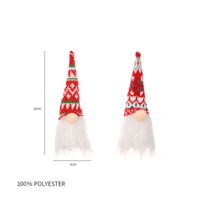 Decorazioni Natalizie di Lusso in Poliestere Fatte a Mano, Gnomo di Babbo Natale in Peluche, Ornamenti Appesi - Product Image 3
