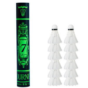 Wavaw Asli No. 7 <span class=keywords><strong>Shuttlecock</strong></span> Bulu Angsa Counterattack, 12 Buah, Bulu Angsa Tahan Lama untuk Kompetisi Indoor dan <span class=keywords><strong>Outdoor</strong></span> - Product Image 1
