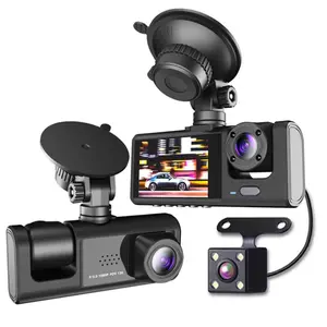 2024 Cheap Price Dual 1080P Car Dvr HD Dash Cams 2" IPS screen Front+Inside+Rear 3 Channel Car Dash Camera For Taxi Vehicle