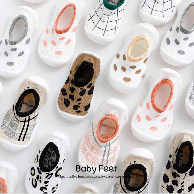 New Anti Slip Baby Leopard Polka Dot Casual Shoes Stripe Design Baby Toddler Casual Sock Shoe