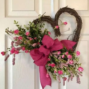 Nuevo Producto: Corona Realista en Forma de Corazón, Decoración de Anillo de <span class=keywords><strong>Flores</strong></span> para el Dí<span class=keywords><strong>a</strong></span> de San Valentín o el Dí<span class=keywords><strong>a</strong></span> de la Madre, Corona Ecológica para Colgar en la Puerta - Product Image 2