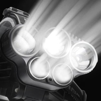 Lampe frontale LED pour la pêche nocturne, 5 LED, étanche, rechargeable par USB, lampe frontale pour la randonnée, le camping, la pêche