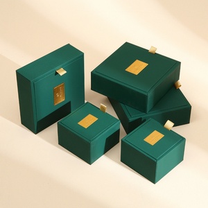 Custom Simple Classic Universal Jewelry <b>Packing</b> <b>Box</b> Chinese Fancy Jewelry <b>Box</b> Elegant Premium Dark Green Necklace Ring <b>Box</b> - Product Image 2