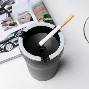 High quality smoking round car ashtray glow in the dark custom LOGO luminous car ashtray wholesale