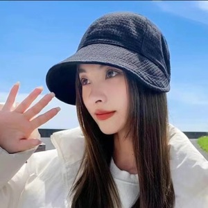 Waffle Bucket <b>Hat</b> Women Breathable Sun Protection <b>Hat</b> Spring <b>Summer</b> Fashion Solid Color Beige Black Brown Khaki - Product Image 3