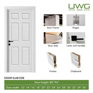 6 पैनल प्रीचुंग प्राइड दरवाजे सफेद आधुनिक लकड़ी के दरवाजे के लिए आंतरिक mdf ढाले दरवाजे - Product Image 2