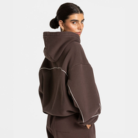 Ensemble de survêtement décontracté en coton épais pour femme, grande taille, style streetwear tendance, avec sweat à capuche et pantalon de jogging