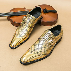 Prodotti di Tendenza 2025: <span class=keywords><strong>Scarpe</strong></span> Eleganti da <span class=keywords><strong>Uomo</strong></span> in Pelle Lucida Oro e Argento, Modello Slip-on a Punta con Dettagli Metallici per Matrimoni ed Eventi Speciali - Product Image 6