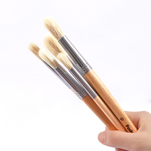 Foska Art Material 12 pièces toile peinture visage acrylique <span class=keywords><strong>aquarelle</strong></span> huile ronde peinture ensemble avec poils de porc et manche en bois - Product Image 1