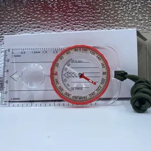 LLavero de brújula acrílica de alta calidad, regla de escala, llavero luminoso plegable, funda de brújula brillante, reloj de regalo personalizado OEM - Product Image 1