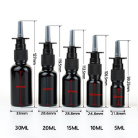 Flacon pulvérisateur nasal en verre vide de 10 ml, noir, ambre, bleu, rechargeable, atomiseur de nez, flacon pompe pour emballage médical - Vente en gros