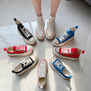 2025年夏新作レディースクラシックハイトップキャンバスシューズオールマッチ学生ランニングスニーカー高さ増加流行のおしゃれ - Product Image 1