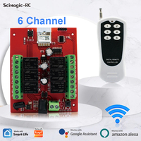 Receptor WiFi de 24 V, 6 Canales, 433 MHz, Módulo de Relé para Puerta de Garaje, Control Remoto Inalámbrico, Controlador Inteligente para el Hogar, Compatible con Tuya