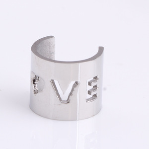 <b>Cuff</b> <b>Earrings</b> Love Letter Stainless Steel Ear Clip Geometric Design Gift For Women Men Hip Hop Style - Product Image 3