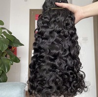 Mèches de cheveux humains indiennes brutes 100 % non traitées, bouclées, ondulées profondes, double trame, couleur naturelle noire, pour femmes noires