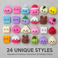 Calendrier de l'Avent de Noël 24 pièces – Adorable ensemble de jouets anti-stress en forme de boulettes en TPR à presser pour le bureau