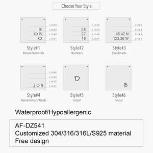 Collier à pendentif rectangulaire personnalisable en acier inoxydable 316L plaqué or 18K PVD avec nom gravé Étiquettes de date Style tendance - Product Image 2