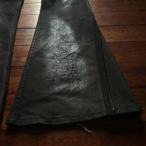 MZN Denim ciré d'automne mort style hip-hop pour homme, 100% coton, sergé, extensible, coupe ample, bas de cloche, jean évasé, lavé à rivets - Product Image 4