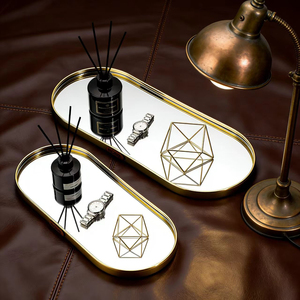 Plateaux en métal miroir nordiques ovales et rectangulaires pour bijoux, maquillage, décoration <span class=keywords><strong>murale</strong></span> et intérieure - Product Image 5