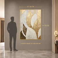 Peinture à l'huile texturée sur toile Feuille d'Or, grande, sans cadre, vente en gros, tableaux et décorations murales, pour entrée, salle à manger, pièce moderne