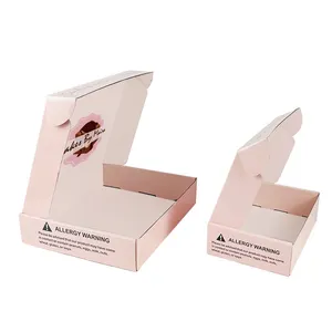 사용자 정의 로고 인쇄 핑크 종이 상자 생분해 성 패키지 상자 헤어 사용자 정의 포장 우편 배송 상자