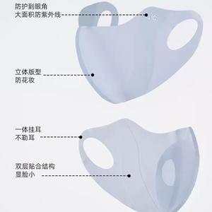 Masque facial en soie glacée 3D, protection UV, respirant, lavable, masque de sport unisexe - Product Image 2