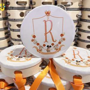 Tambourin en bois personnalisé Tamburelli avec ruban de soie coloré de 6 pouces pour mariage, église, fête, instrument de percussion sonore, prix attractif - Product Image 5