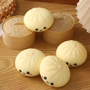 2026 Promotionele Schattige Lachende Dumpling Stoombroodje Bao TPR Squishy Stressbal Simulatie Eten Dumpling Squishy Fidget Toy - Product Image 5