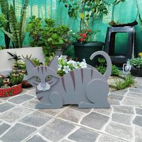 Pot & Planter Bunga Bentuk Kucing Warna Oranye untuk Seni & Kerajinan Taman, Dekorasi Papan PVC, Produk DIY