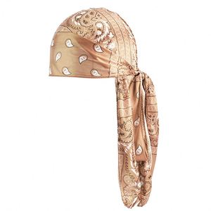 Duragesic Paisley Silk Durags pour femmes Hiphop Head Wrap Logo personnalisé Polyester Du Rags Bandana Cap Durags pour hommes - Product Image 5