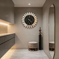 Jam Dinding Mewah Berlapis Cermin, Jam Dinding Besar Dekoratif Modern Skeleton Silent Quartz untuk Ruang Tamu Rumah