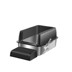 Caja de arena para mascotas de Metal ecológica, bandeja de limpieza, bandeja de arena para gatos de acero inoxidable de gran tamaño, caja de arena antideslizante para gatos - Product Image 6