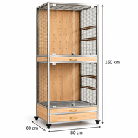 Cage à oiseaux d'intérieur haut de gamme en acier inoxydable avec panneau arrière en bois perforé pour maison européenne moderne