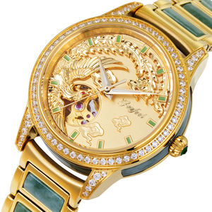 New Original Design Luxury Gold Mechanical <b>Couple</b> <b>Watches</b> Lucky Dragon and Phoenix Automatic Jade <b>Watch</b> - Product Image 2