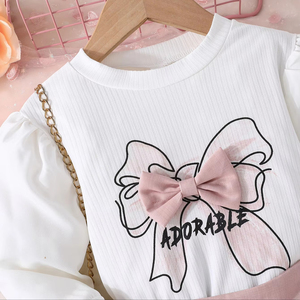 Conjunto de Falda y Top de Manga Larga para Bebés Niñas, Otoño, Casual, Transpirable, Sostenible, Tejido de Lana, Alta Calidad, Venta al Por Mayor - Product Image 3