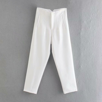 Pantalones Casuales de Cintura Alta para Mujer, Verano 2025, Corte Regular, Diseño 3D, Frente Plano, Transpirables, Ecológicos, Poliéster/Nailon