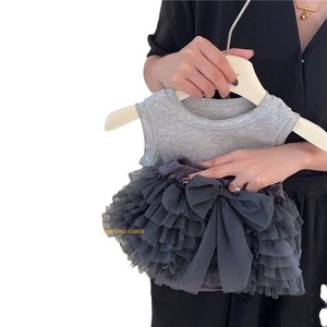 Tongxingyuan Baby Girls <b>Tutu</b> Skirt Set Cotton Two Piece Summer Outfit Solid Color Thin Fabric Kids Clothing Set - Product Image 2